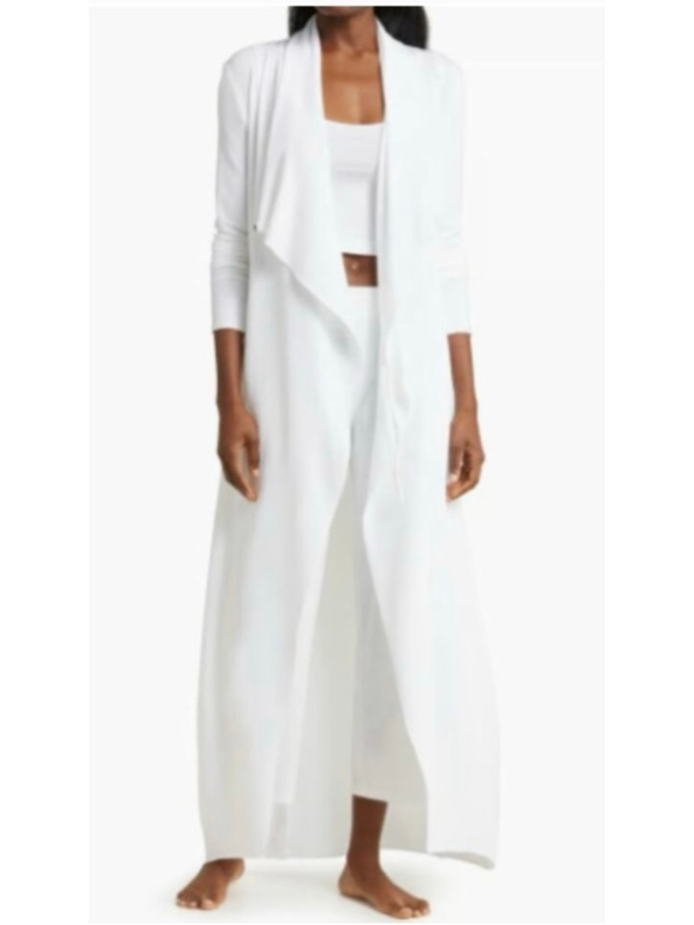 New Lunya White Stretch Pima Cotton & Modal Robe M